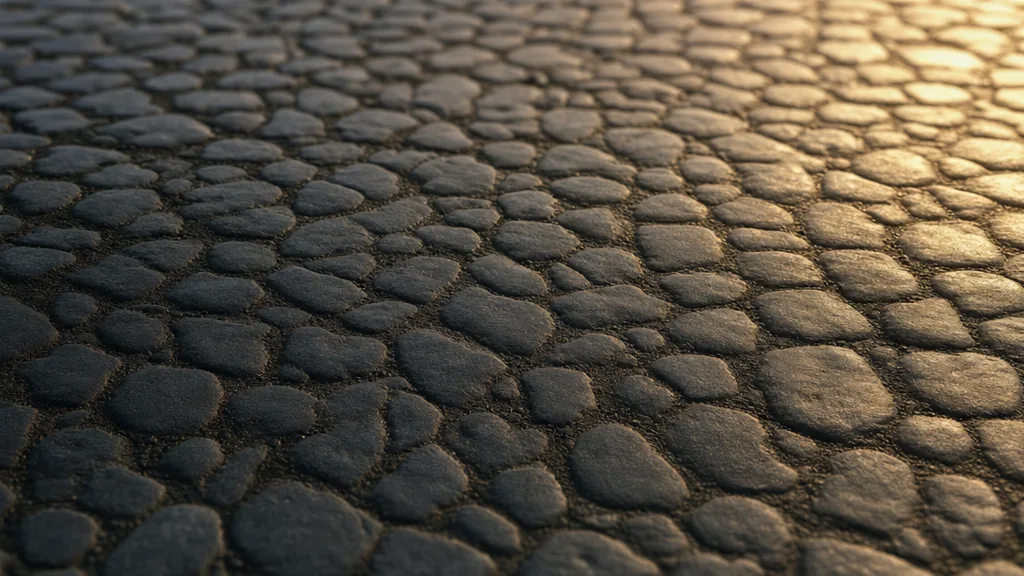 A flat plane rendered with a normal map showing convincing cobblestone relief under directional light