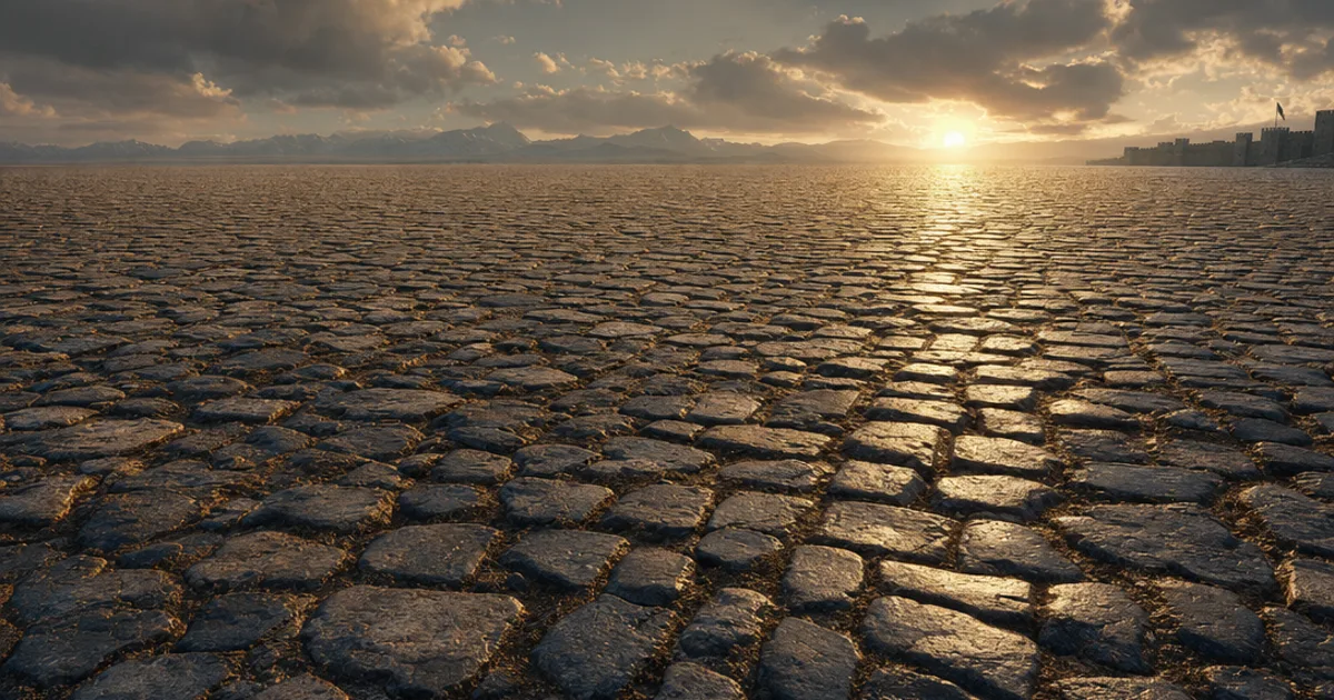 A stone floor texture tiled four by four with perfectly invisible seams stretching into the distance