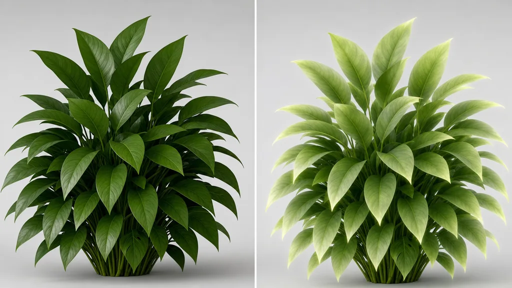 Comparison of alpha cutout with hard-edged foliage leaves versus alpha blend with soft translucent edges on the same plant